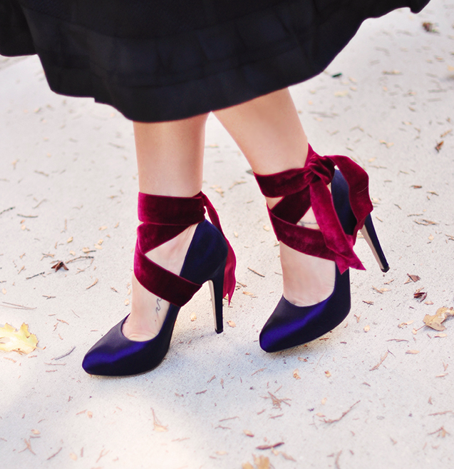 blue satin shoes, heels, pumps, velvet ankle wrap shoes