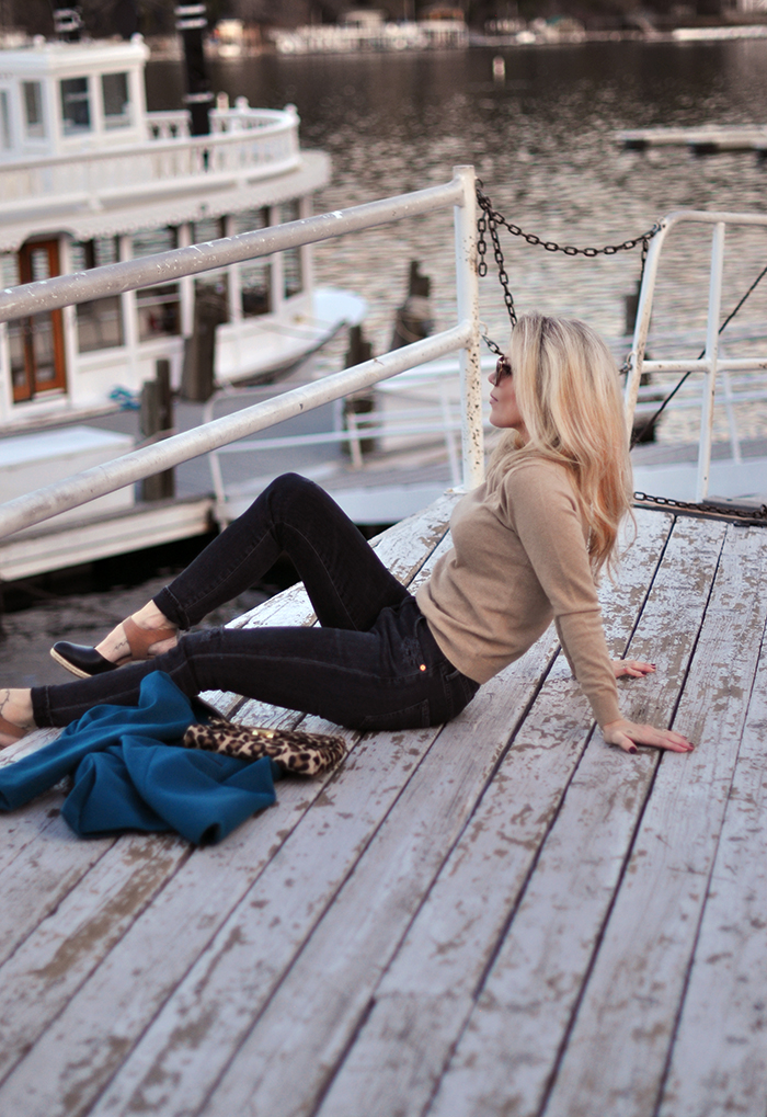 on lake arrowhead- winter style-on the dock-love maegan tintari - gant sweater