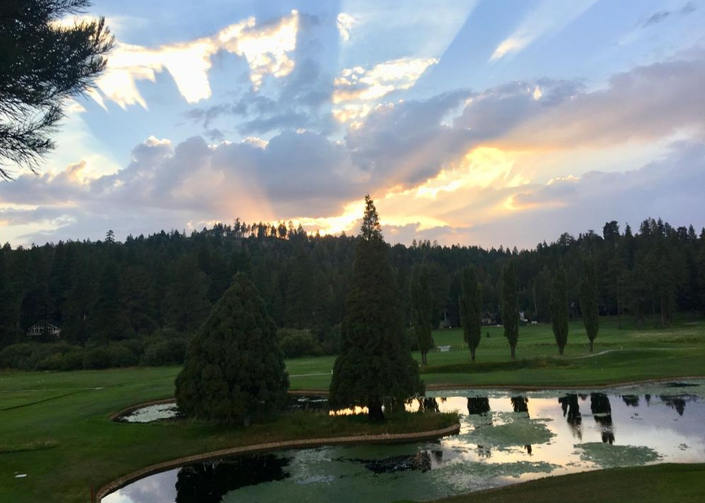 lake arrowhead house on the golf course -sunset 