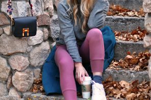 cozy fall style -mauve pink and grey-fendi strap diy-chunky dad shoes - love maegan tintari