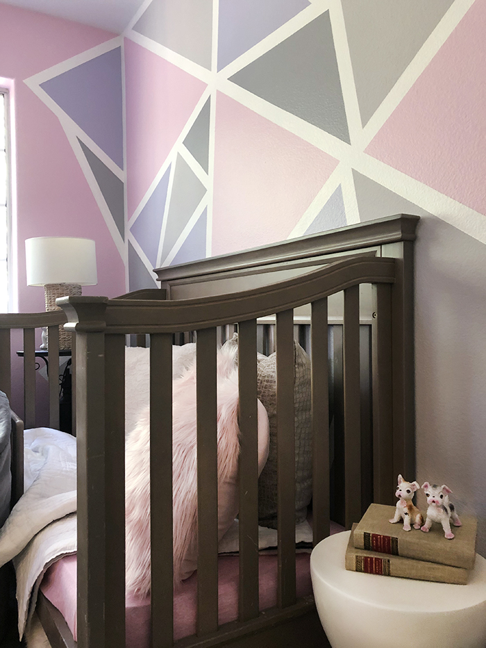 home decorating ideas-kids rooms-geometric accent feature wall in little girl's room