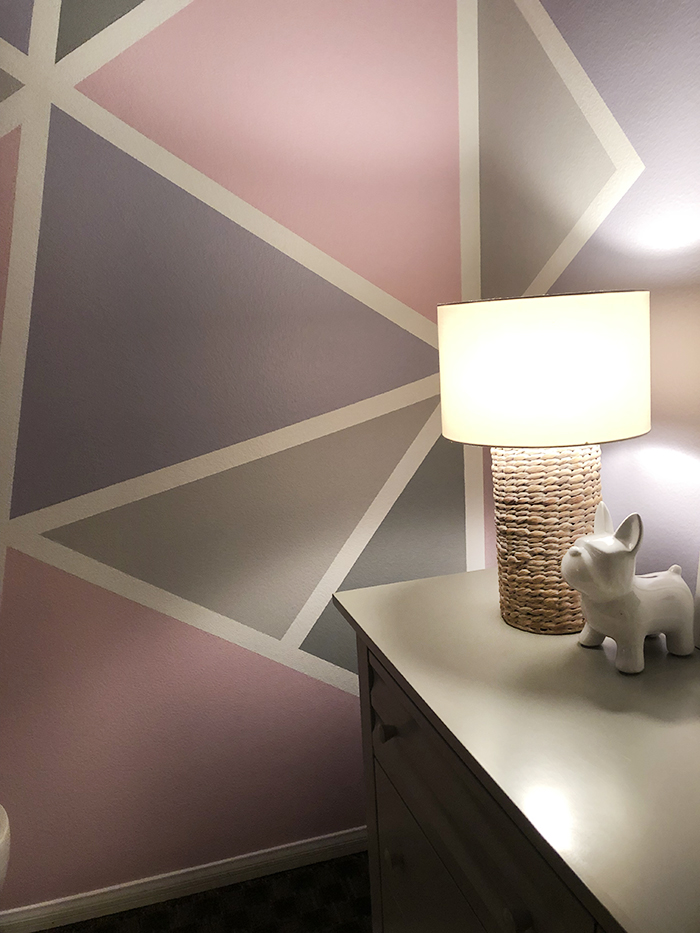 home decorating ideas-kids rooms-geometric accent feature wall in little girl's room