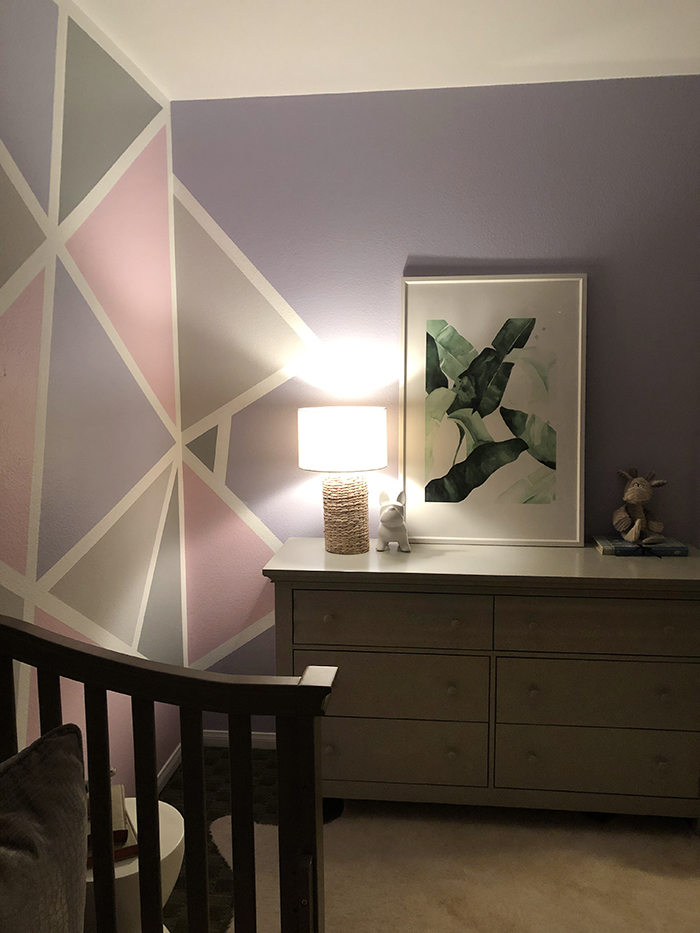 home decorating ideas-kids rooms-geometric accent feature wall in little girl's room