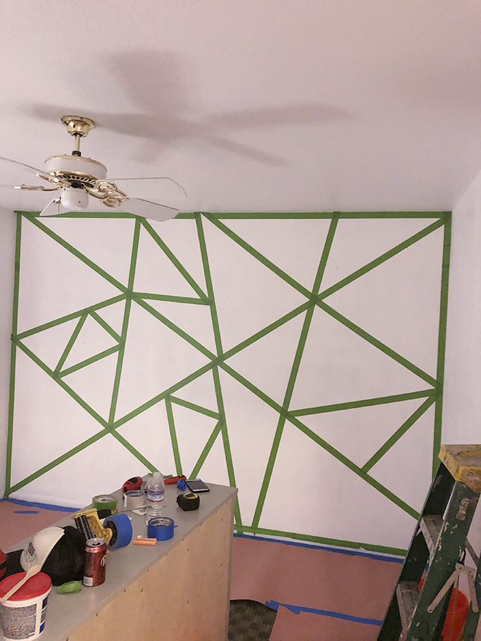 home decorating ideas-kids rooms-geometric accent feature wall in little girl's room