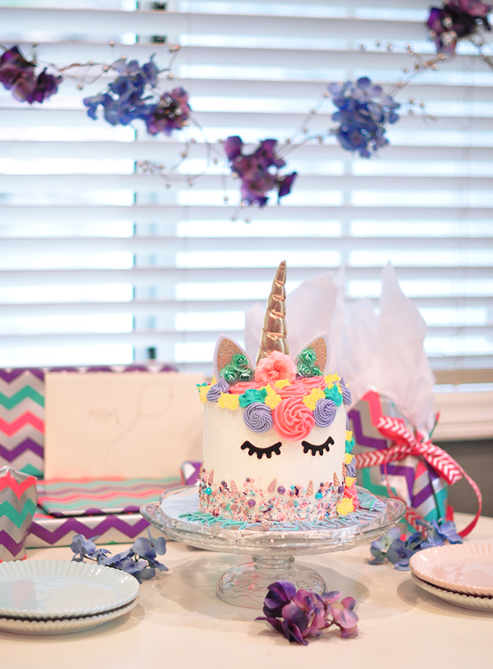 Unicorn cake birthday party