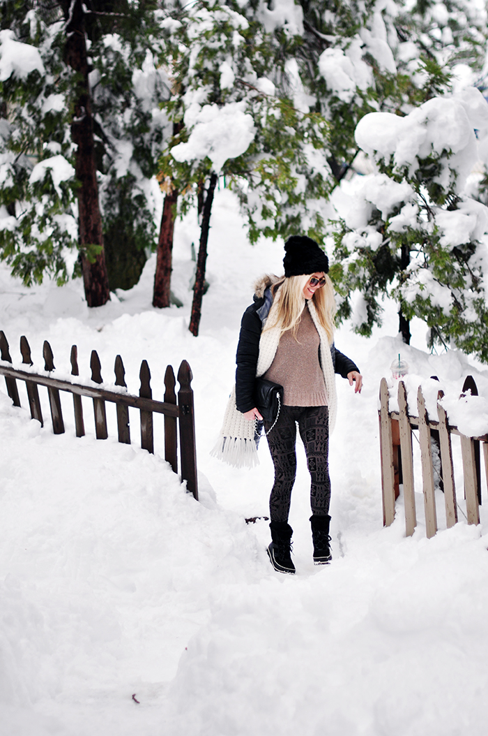 cozy casual style in the snow