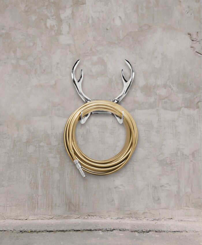 chic garden supplies - pretty garden hose with antlers hose wall mount and cobra nozzle