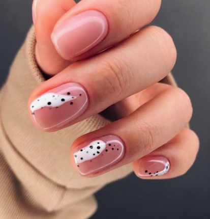 abstract dotted flesh tone nail art