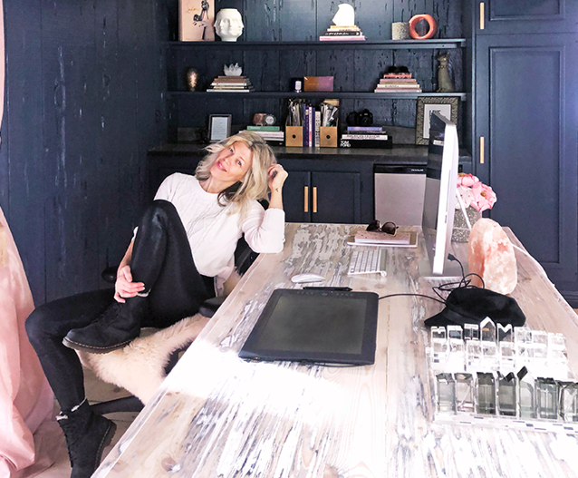 love maegan new office-dark blue walls-diy blogs