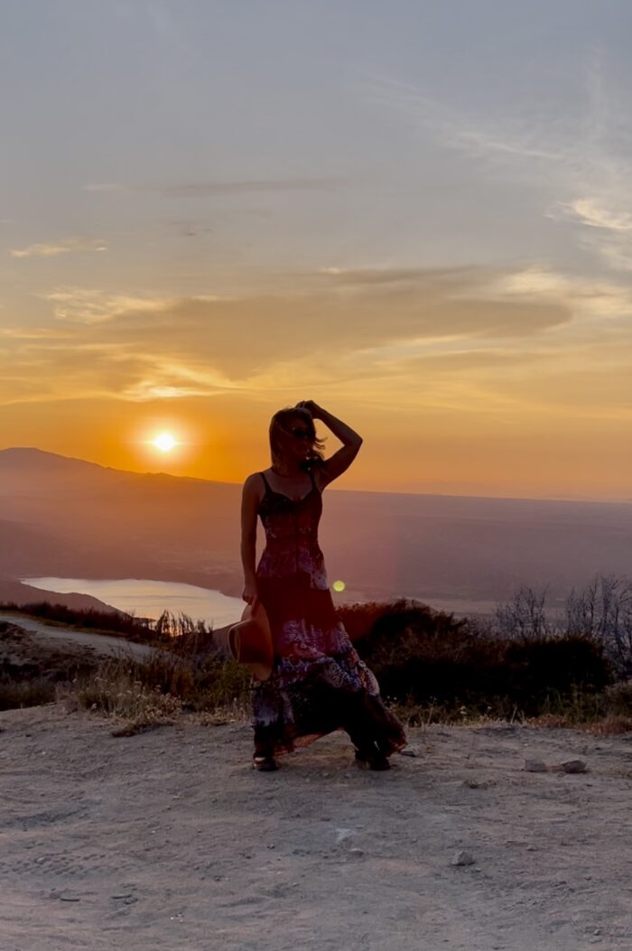 standing in a nice dress staring at the sunset, maxi dress, sunset landscape photo over a lake, mountain lake sunset, silverwood lake, san bernardino mountains, lake arrowhead, sunset pic