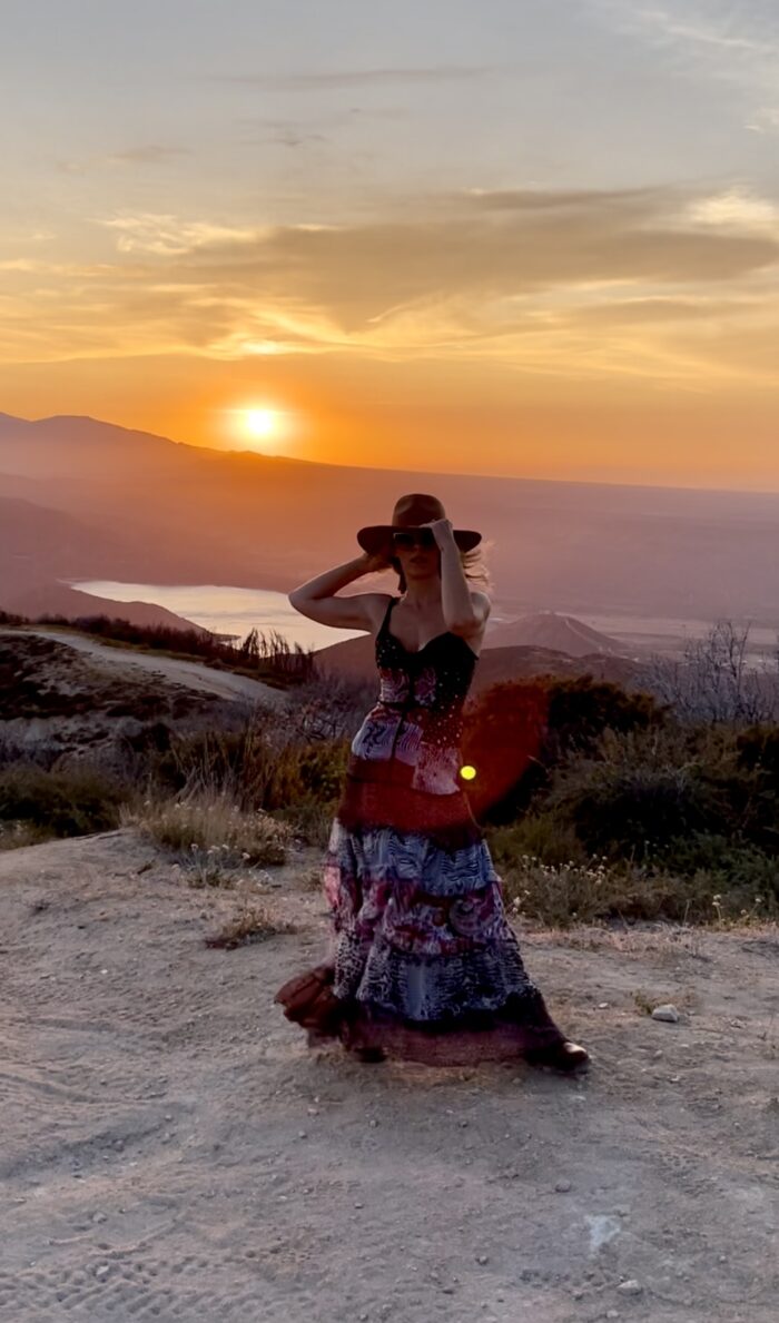 standing in a nice dress staring at the sunset, maxi dress, sunset landscape photo over a lake, mountain lake sunset, silverwood lake, san bernardino mountains, lake arrowhead, sunset pic