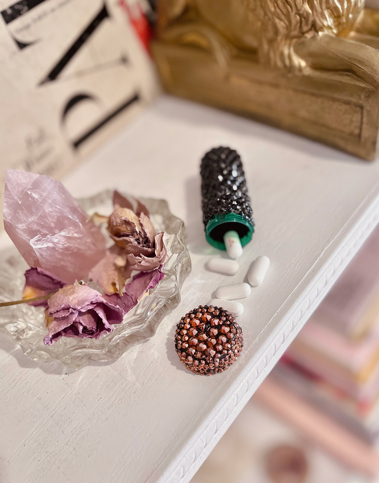 cute and cool and inconspicuous DIY Crystal Studded Pill Box case for your Handbag or purse