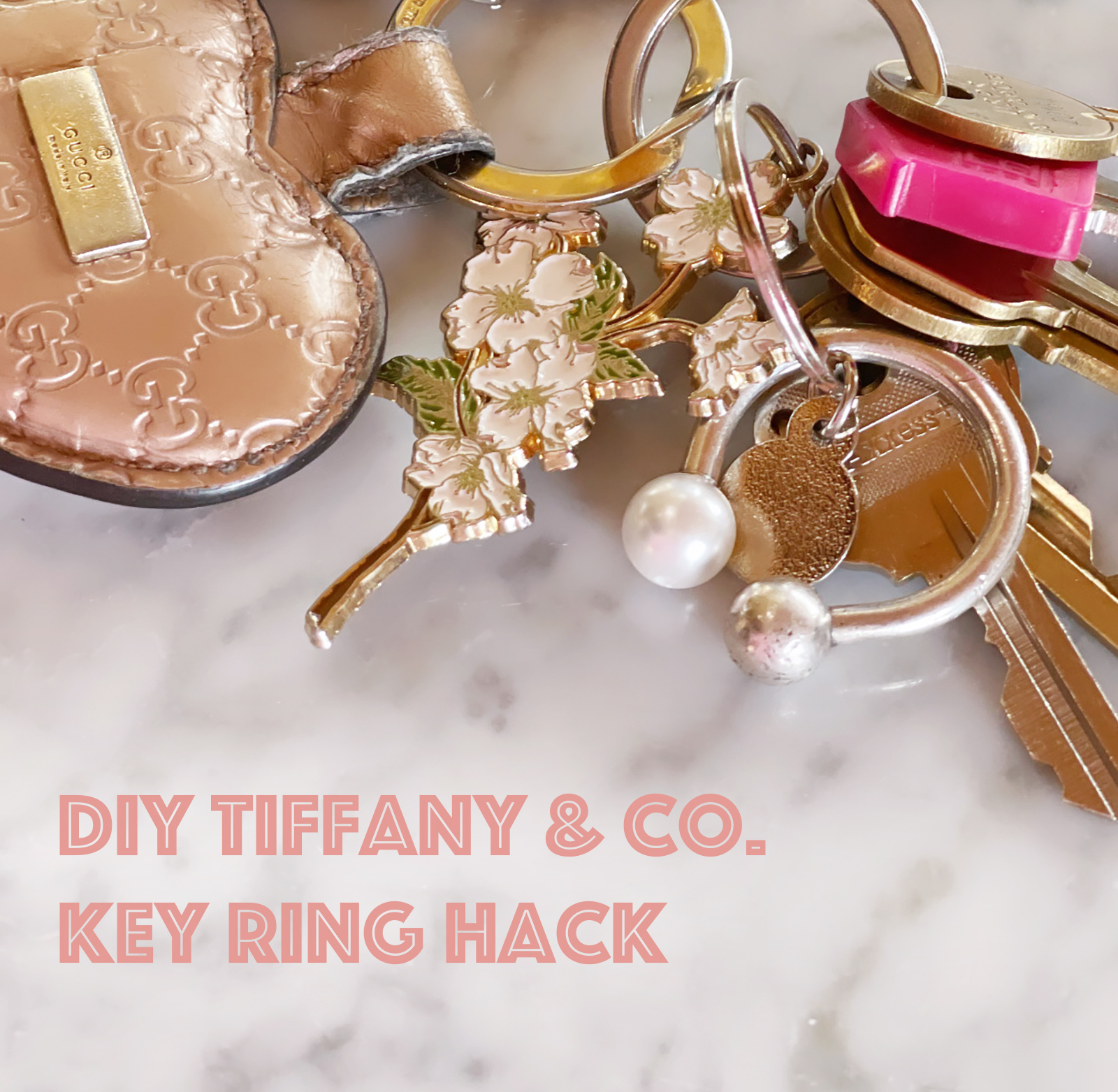 how to DIY Tiffany and co horseshoe sterling silver key ring ball replacement hack with a pearl