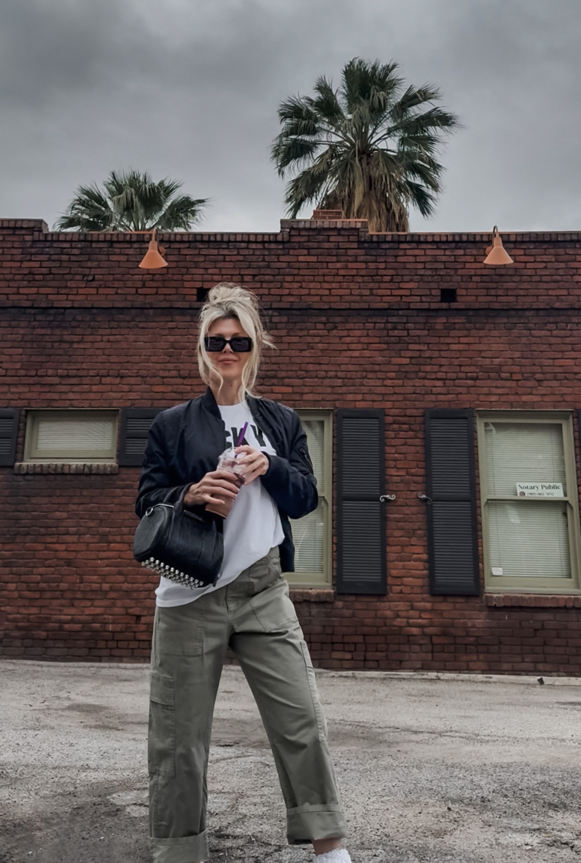 casual style oversized baggy outfit, scrunch ruffle socks with sneakers, puma palermo shoes, fashion