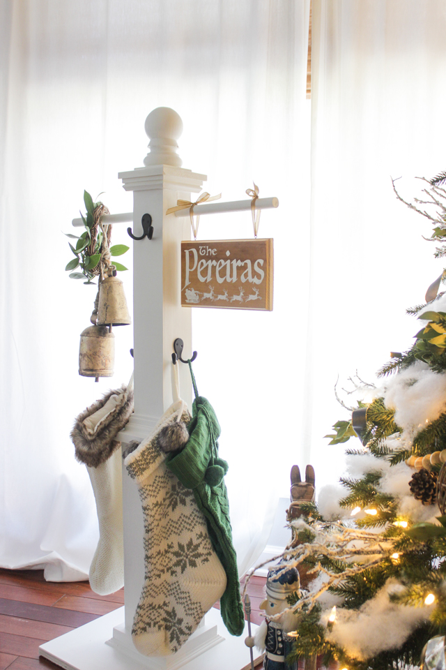 diy stocking post - when you don't have a mantel