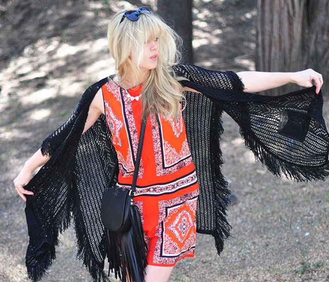 Fringe crochet poncho
