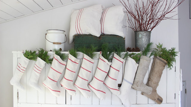 rustic vintage stockings hanging