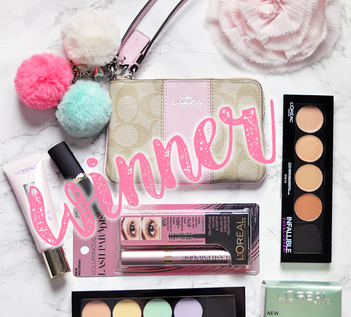 WINNER -lovemaegan giveaway-coach wristlet-loreal makeup