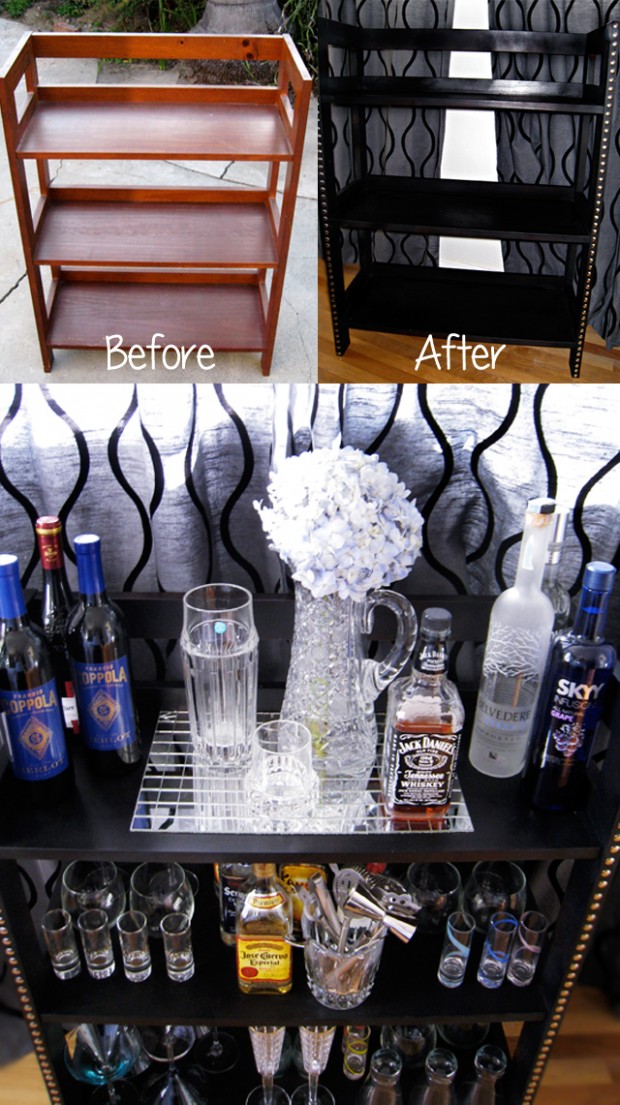 before and after bar shelves