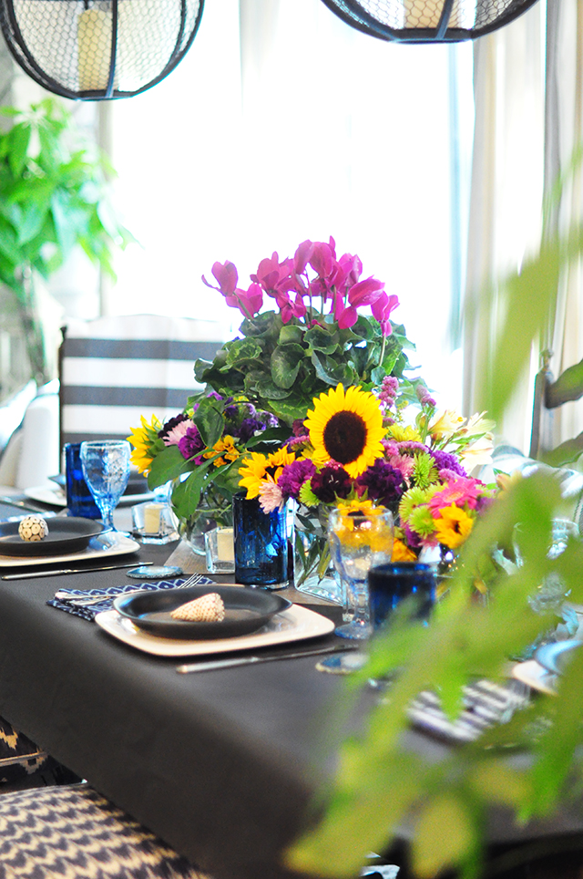 bright floral tablescape centerpiece _