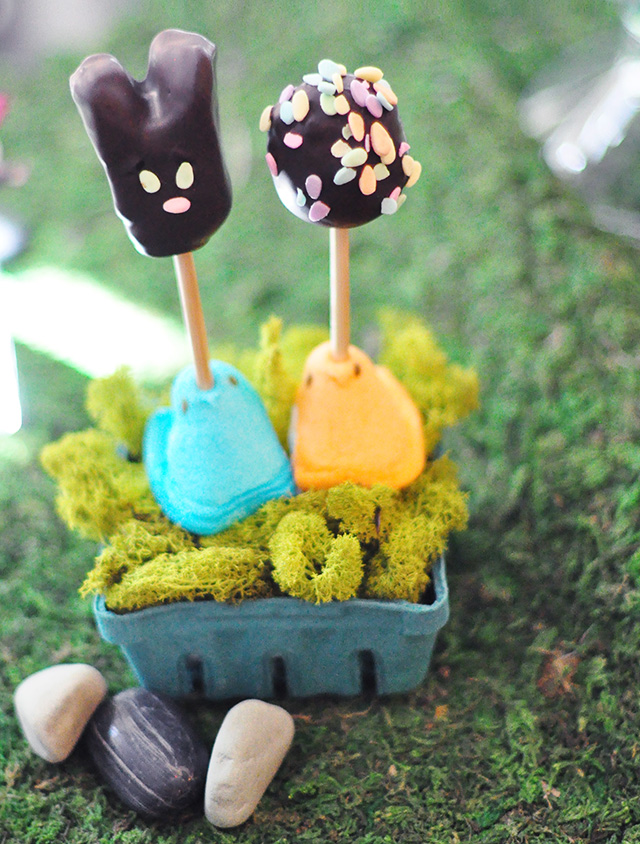 bunny cake pops for easter with baskets