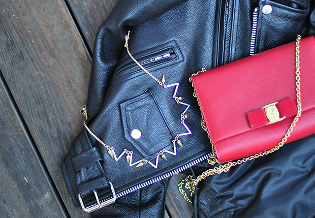 classic leather jacket_red ferragamo bag