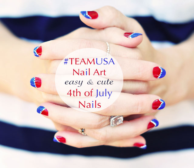 cute easy nail art- red white blue - usa nail