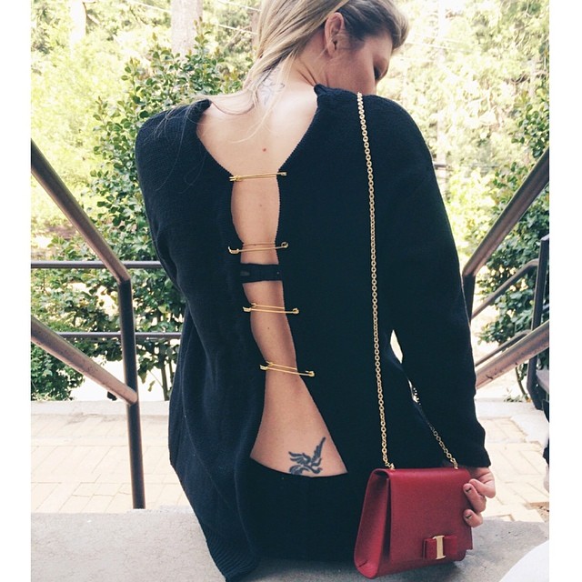 diy pin back sweater