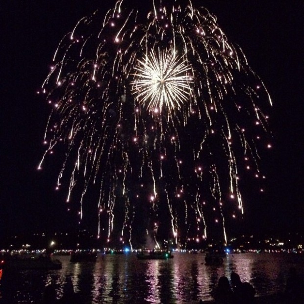 fireworks over the water