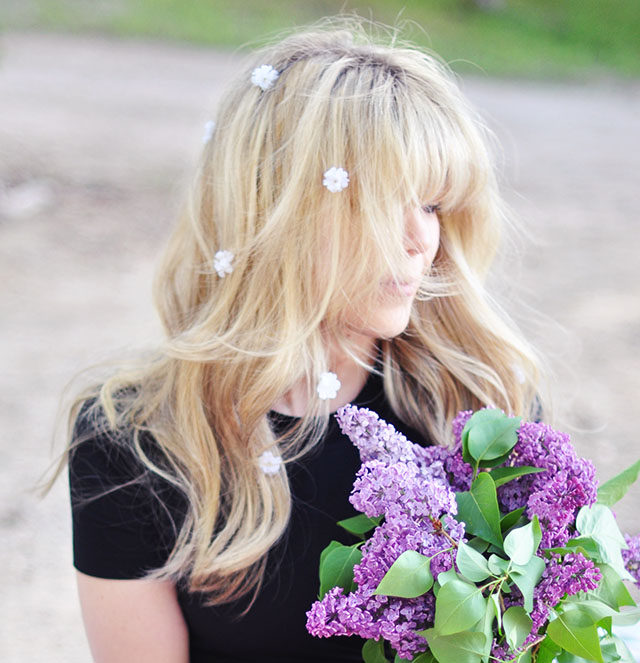 floating flowers in her hair