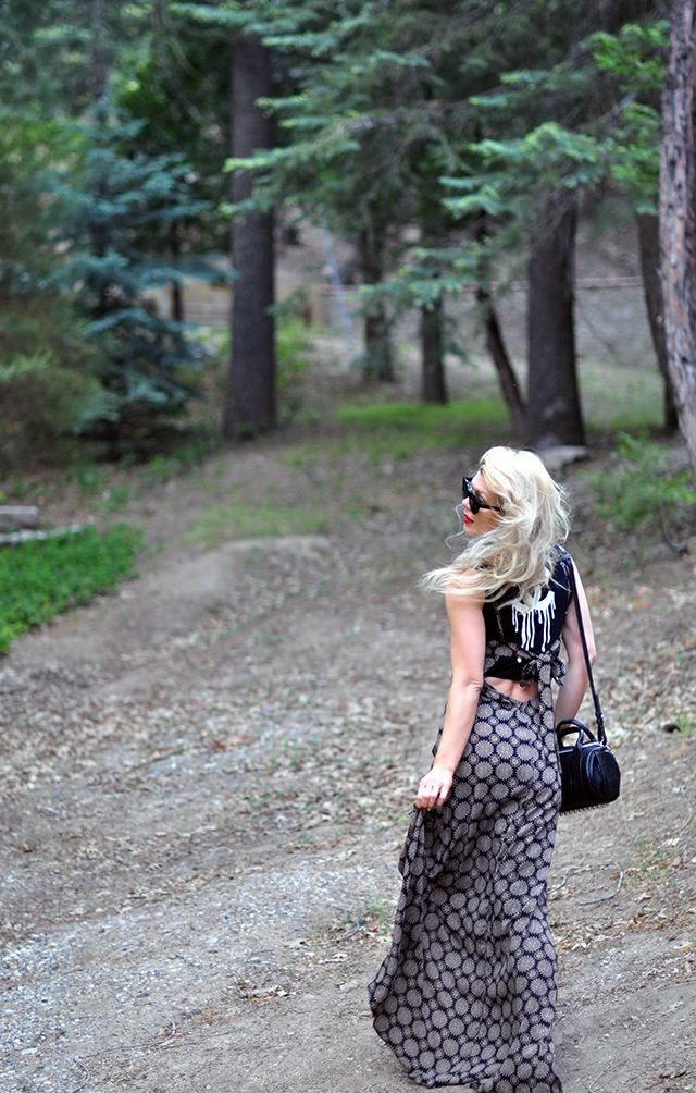 maxi dress layered over a crop tank tee with vans old skull sneakers - summer style