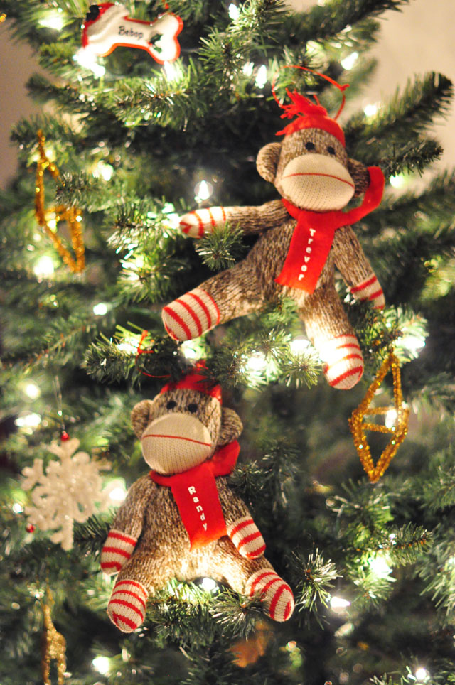 personalized  sock monkey christmas ornaments