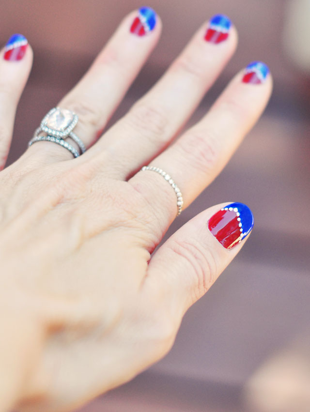 red white blue nails