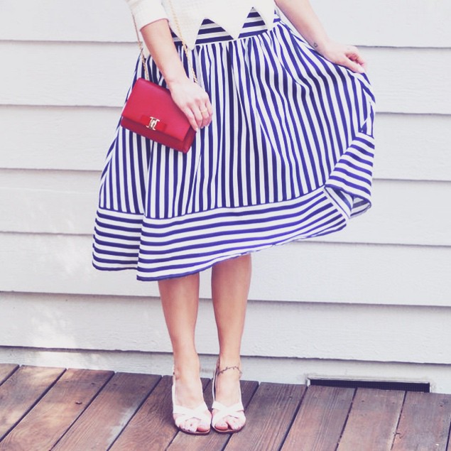 striped midi skirt