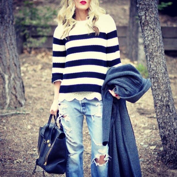 stripes and ripped jeans