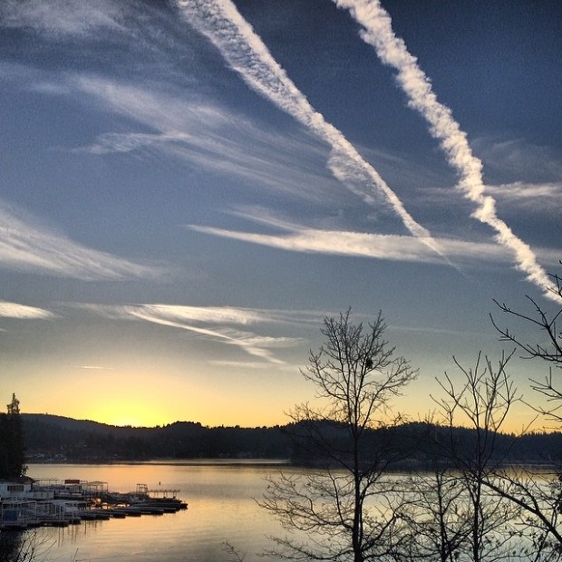 sunset over the lake
